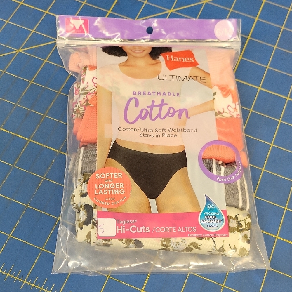 Hanes Ultimate Women's Breathable Cotton Hi-Cuts New Set of 5
